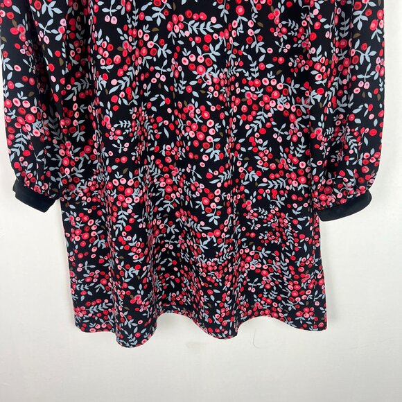 NWT LOFT Long Sleeve Berry Print Velvet Trim Shift Dress Size Medium M NEW - Picture 4 of 14